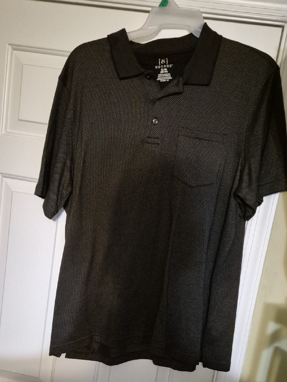 George Men's Dark Gray Textured Polo with Chest Pocket